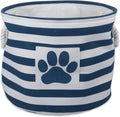 Bone Dry Pet Storage Collection Striped Paw Patch Bin, Large Round, Navy by BoneDry