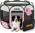 Dog Cat Small Animal Puppy Playpen Crate, Large, Pink | Portable Pop Up Pet Cage Enclosure Tent Kennel Indoor Outdoor with Carrying Case, No Assembly, Camping Use by MZNZ