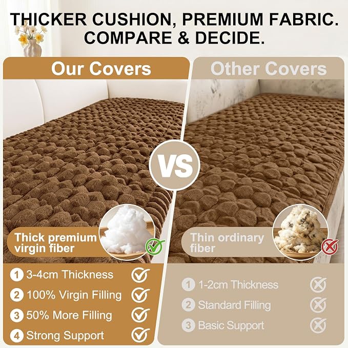 Smiry Non Slip Couch Covers for Dogs, Scratch Resistant Pet Sofa Protector | Machine Washable Soft Fuzzy Thick Furniture Cover for Sofa Loveseat Sectional Large Dogs, Chocolate, 35.4" x 88" - Image 4