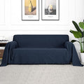 MYSKY HOME Sofa Covers & Slipcovers for 2 Cushion Couch, Sectional Sofa Couch Covers for Dogs, Throw Cover for Living Room - X-Large: 71" x 118", Navy Blue by MYSKYHOME