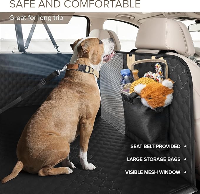 SHARLOVY Back Seat Extender for Dogs, Heavy Duty Dog Car Seat Cover for Back Seat and Aggressive Chewer, Large Hard Bottom Seat Cover for Dogs, Dog Hammock for Car, Travel Pet Bed for Car, SUV, Truck | Large Hard Bottom Seat Cover for Dogs Aggressive C... - Image 5