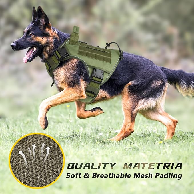 WINGOIN Green Tactical Dog Harness for Extra Large Dogs,No Pull Dog Harness | Heavy Duty with Handle,Adjustable Reflective,Military K9 Style,Big Size Dog Vest,for Great Dane,for Walking Training Hunting - Image 6