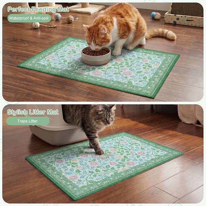 Glittme Cat Litter Mat, 33"x22" Non-Slip Washable Trapping Mat for Cats | Litter Trapping Mat With Thick PVC Coil To Catch Scatter, Soft On Paws And Waterproof Bottom To Protect Floors - Image 7