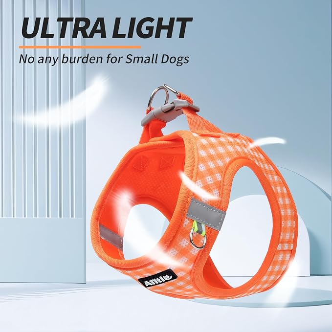 AIITLE Step in Small Dog Harness and Leash Set, Puppy Pet Vest, Orange XXS | Breathable Mesh, Adjustable Fit, No-Pull Reflective Design, Escape Proof, for Small-Medium Dogs, Outdoor Walking, Running - Image 5