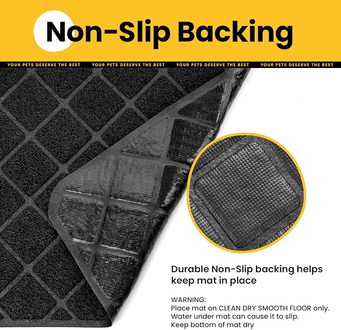 Conlun Cat Litter Mat Litter Trapping Mat, Black Premium Durable PVC Grid Mesh with Scatter Control, Non-slip, Less Waste Cat Litter Box Mat, Soft on Kitty’s Paws, Urine Waterproof 47" x 35" - Image 5