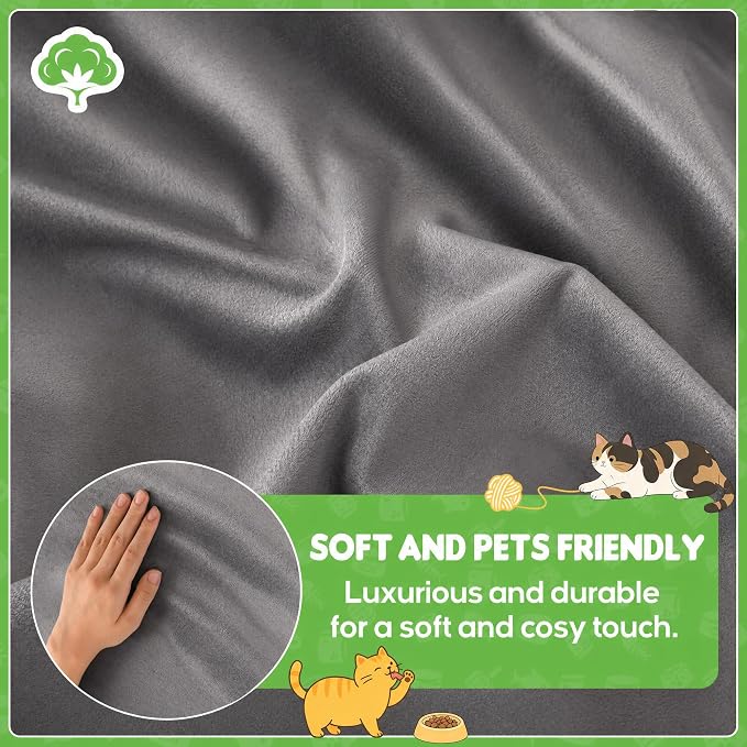 Loiion Cat Scratch Couch Cover Waterproof Sofa Cover 91"X71" Grey | Pet-Friendly Couch Protector, Anti-Scratch & Non Slip Sofa Cover For Cats Dogs Kids, Machine Washable - Image 6