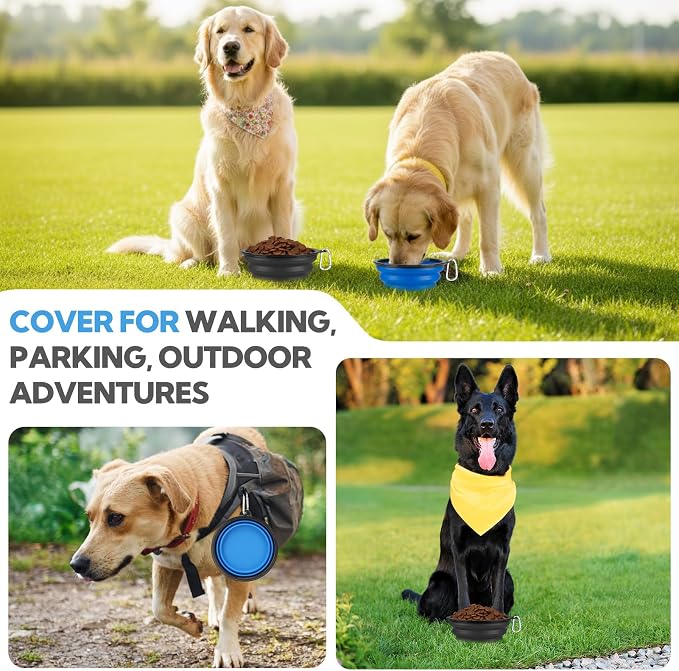 Collapsible Dog Bowl Large 34oz, Travel Dog Water Bowl Portable | 2 Pack, 2 Carabiner Clips, Silicone Travel Dog Bowl Foldable, Feeding Watering Dish Bowl, for Parking, Walking, Camping - Image 5