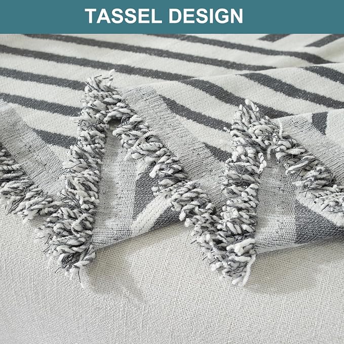 Couch Cover for Sofa, Boho Sofa Cover Washable Couch Cover for Dogs, Pet Sofa Cover for 3-Cushion Couches with Tassel Furniture Protector Cover,71" x 134",Dark Gray-Line - Image 5