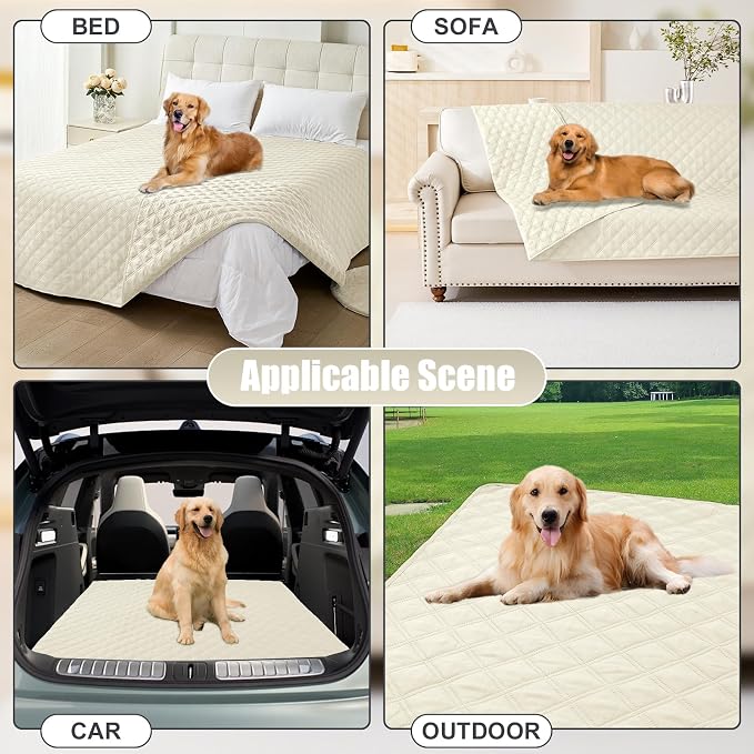 Smiry Waterproof Reversible Pet Couch Covers for Dogs | Pet Friendly, Soft Fabric, Washable Sofa Furniture Protector for Dogs Cat Kids, Checkered (40"x50", Beige/Beige) - Image 7