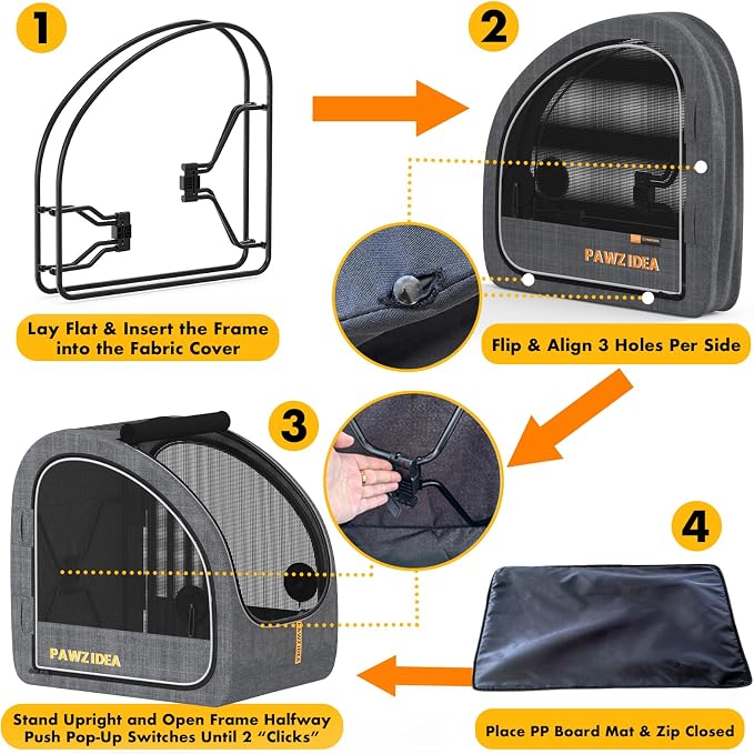 PAWZIDEA Portable Dog Crate for Car Travel, Medium & Large Dogs Up to 80lbs | Soft-Sided Dog Car Kennel for Backseat, Secures Seatbelt & Headrest Strap, Collapsible Enclosed Car Seat Carrier, Chew-Proof - Image 8