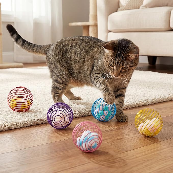 Jecery 5 Pcs Cat Toys Spring,Plush Ball,Multicolor | Interactive Metal Cat Toy, Stretchable Rolling Ball, for Indoor Cats, Colorful Playful Coils, Kitten Pet Supplies - Image 7