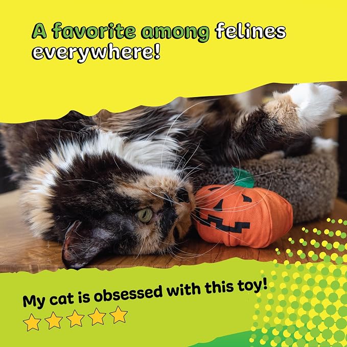 Yeowww! Catnip Haloween Pumpkin Catnip Cat Toy - 3 in toy for cats - 100% Stuffed with Premium Organically Grown Catnip, Made in USA - Image 7