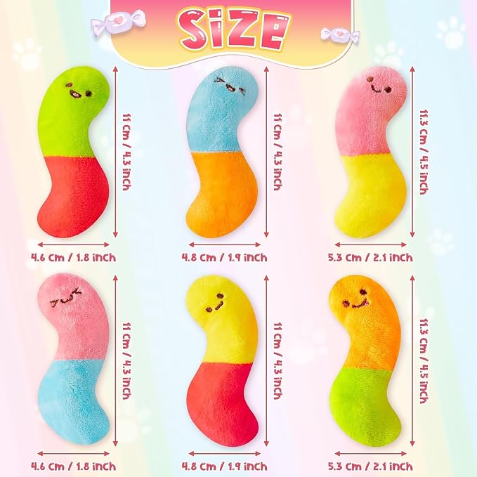 L1rabe Worm Candy Catnip Stuffed Toys for Cats- 6P Black Cat Appreciation Day Colorful Worm Organic Kittens Toys Funny Indoor Chew Bite Kick Tools, Interactive Pet Supplies Cat Kittens Lovers - Image 2