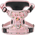 Timos Small Dog Harness, No Pull No Choke, Easy On & Off, Flower Pink, XS | Adjustable Reflective Soft Padded, Neck Quick Release with 3 Buckles, Front & Back 2 Clips and Handle for Walking Training by Timos