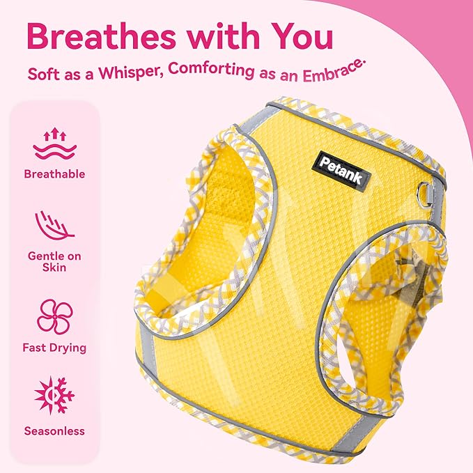 Petank Dog Harness for Small Medium Dogs No Pull, Puppy Harness and Leash Set for Walking, Running, Training, Small Dog Harness, Medium Dog Harness (Yellow, M) - Image 3