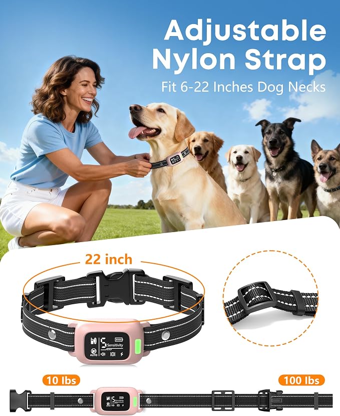 2-in-1 Dog Bark Collar & Training Collar with Remote, 4500FT Range | Shock Collar with Automatic Anti-Bark Control, IPX8 Waterproof Receiver, LED Light, and Adjustable Fit for All Breed - Image 5