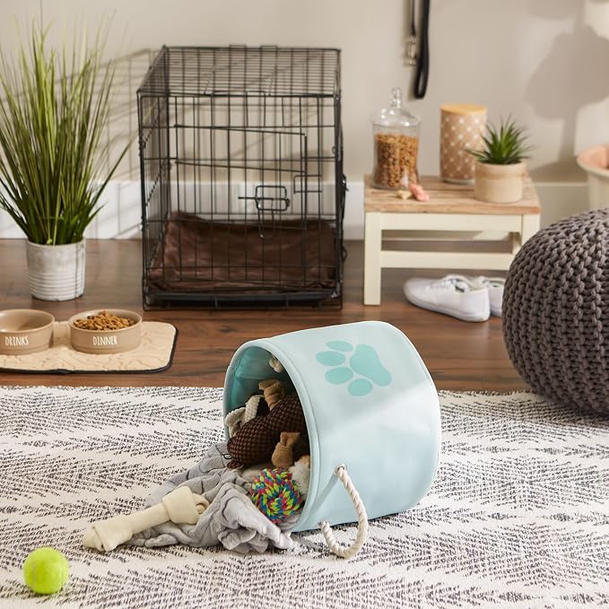 Bone Dry Pet Storage Collection Collapsible Bin, Small Round, Aqua - Image 2