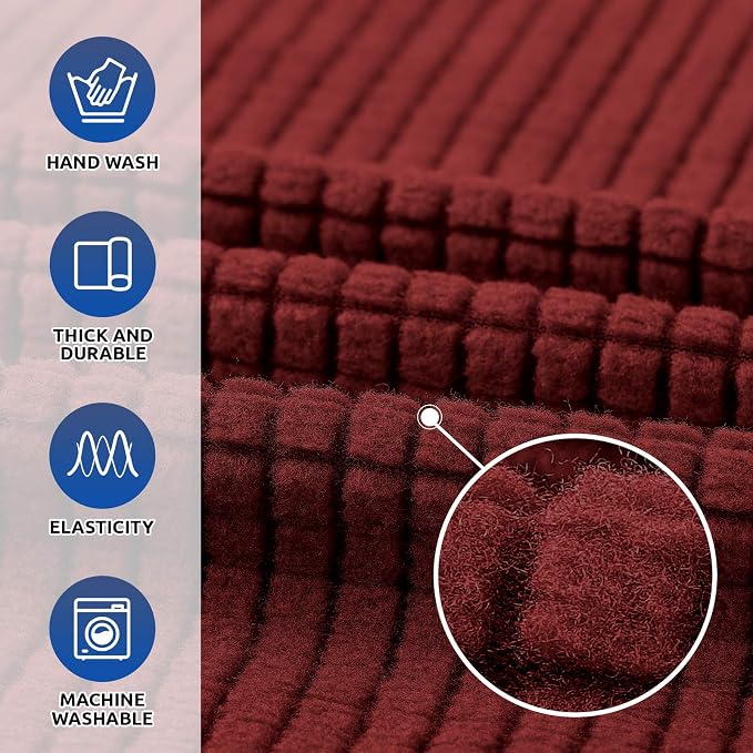 KEKUOU Stretch Chair Sofa Slipcover, Single Couch Cover,Dark Red | 1-Piece Washable Sofa Cover,Pet Friendly (31"-55") Furniture Protector Soft Jacquard Elastic Bottom for Dogs & Kids - Image 3