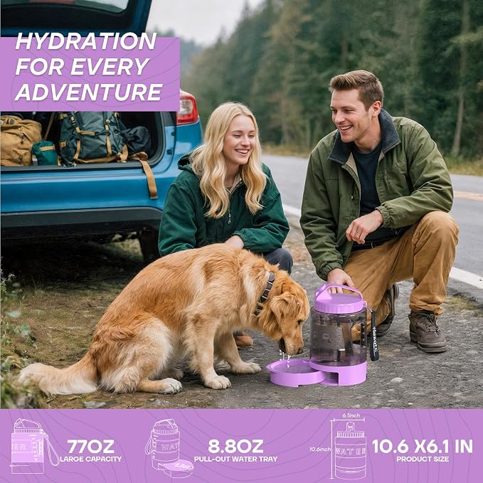 Dog Water Bottle Portable Travel - 77oz Large Travel Water Bowl for Dogs Camping Hiking Beach Traveling Essentials,Big Pet Bottles Bowl Water Dispenser for On The Go Park Car Walking Accessories - Image 5