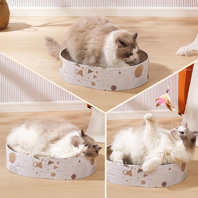SMARTBEAN Oval Sturdy Cat Scratching Cardboard Pad Breathable Cat Scratch Pad, Cat Scratching Cardboard for Indoor Cats, Furniture Protecter - Image 7