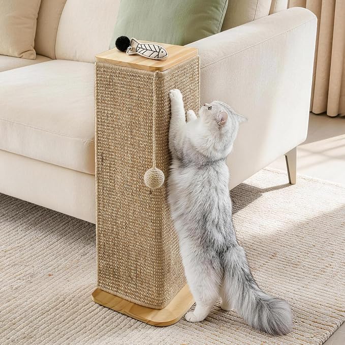 Wooden Couch Corner Cat Scratcher with Sisal Scratching Mat, Couch Cat Scratch Protector with Adjustable Buckles, Couch Corner Protectors for Cats, Cat Scratch Furniture Protector for Sofa by GreenPetopia
