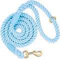 6 FT Handmade Rope Dog Leash for Small Medium and Large Dogs | Soft and Comfortable Grip, New Golden Heavy Duty Metal Clasp, Light Blue by PetsGoodFriend