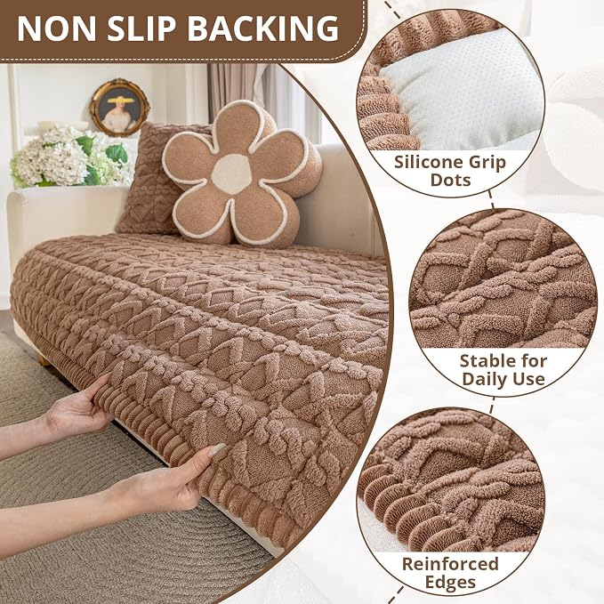 OstepDecor Couch Cover for Dogs, Washable Non Slip Sofa Cover for Pets | Soft Couch Covers for Sofa, Loveseat and Sectional, Furniture Protector Against Pet Hair & Dirt (35.4" x 63", Coffee) - Image 5