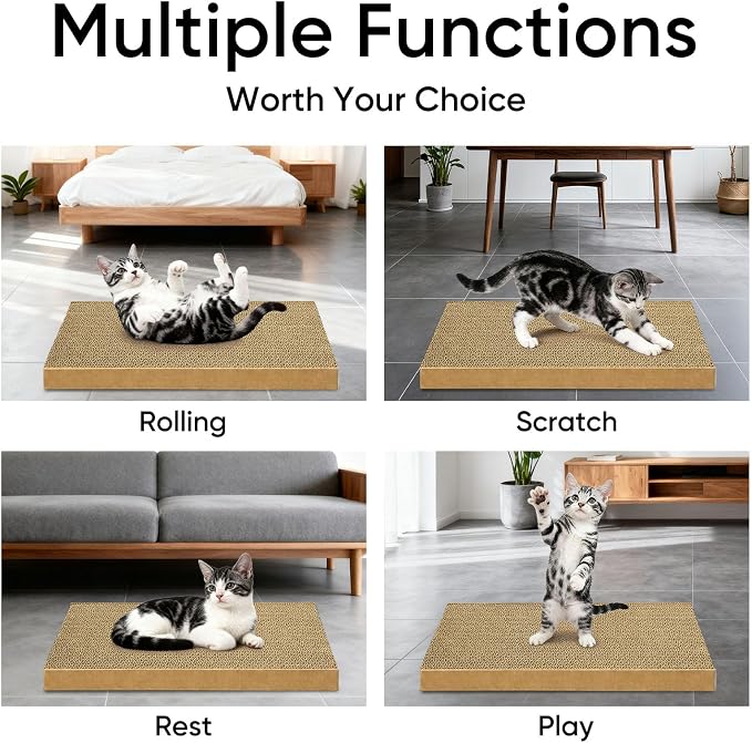 Cat Scratcher 2-Pack Refills, Large Cardboard Pads for Indoor Cats | Recyclable Corrugated Cardboard Pads, Ideal for Daily Scratching and Furniture Protection, Premium Scratch Pad for Kittens - Image 5