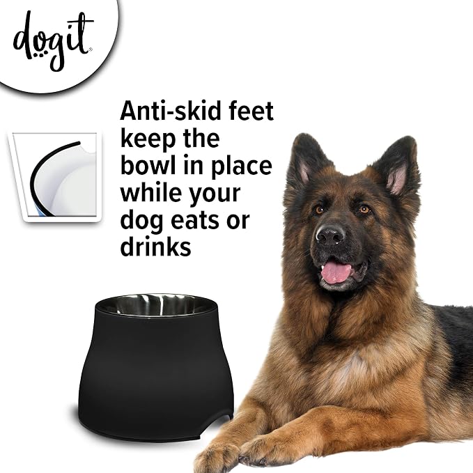 Dogit Elevated Dog Bowl, Black | Stainless Steel Dog Food and Water Bowl for Large Dogs, 73752 - Image 2