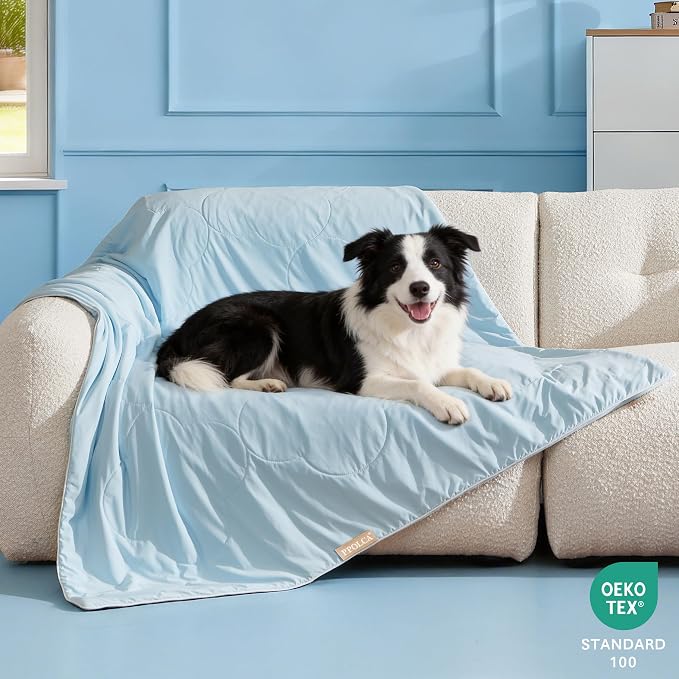 PPOLCA Cooling Waterproof Pet Blanket for Large Dogs - Q-MAX>0.5, Breathable Summer Cold Pet Blanket, Machine Washable Sofa Furniture Protector, 40x50, Blue - Image 5
