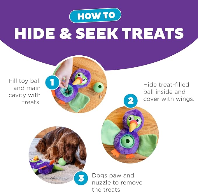 Outward Hound by Nina Ottosson Hide-Ablez Plush Dog Puzzle with Treat Ball, Toucan, Multicolored - Image 4