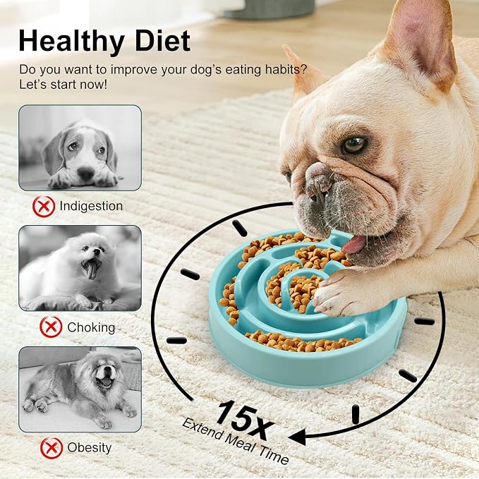 Slow Feeder Dog Bowls Puzzle Dog Bowl with Anti-Slip Slow Feeder & Non-Slip Design, Boredom and Anxiety Reducer Suitable for All Breed Dogs and Cat - Image 3