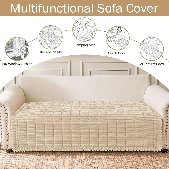 hyha Couch Cover for Dogs, Washable Non Slip Plush Flannel Sofa Protector | Thick Flannel, Anti-Slip Backing, Pet Hair & Scratch Protection, Fits Sofa & Loveseat (43" x 63") - Image 3