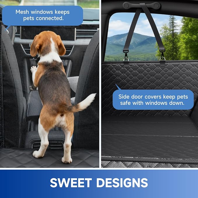 Dog Car Seat Cover Waterproof Vegan Leather, Scratchproof, Hard Bottom Back Seat Extender for Dogs, Non Slip Back Seat Protector with Mesh Window, Easy to Clean Fit Most Cars, Orange - Image 6
