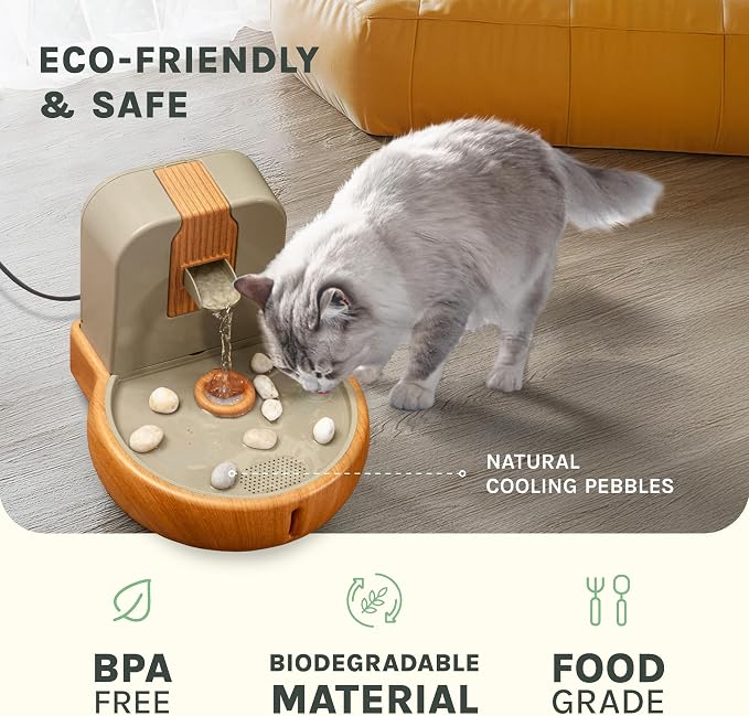 Cat Water Fountain – Eco-Friendly Zen Cat Fountain with Feng Shui Design, Splash-Free, Easy to Clean, Premium Filtration, Water Fountains for Cats Indoor, Great Cat - Image 6