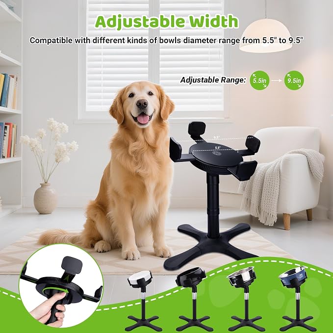 Dog Bowls Elevated Adjustable Stand, Raised Bowl with 3 Heights & Tilted Feeding Stand, Compatible with Various Bowls, for Medium & Large Breeds (2 Pack) Black - Image 4