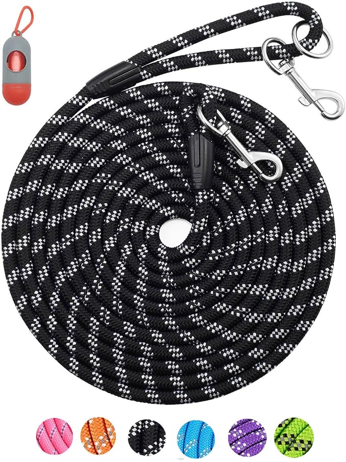 Long Dog Leash for Dog Training 20FT, Heavy Duty Dog Lead for Large Medium Small Dogs Outside Walking, Playing, Camping, or Yard, Black by Lanwandeng