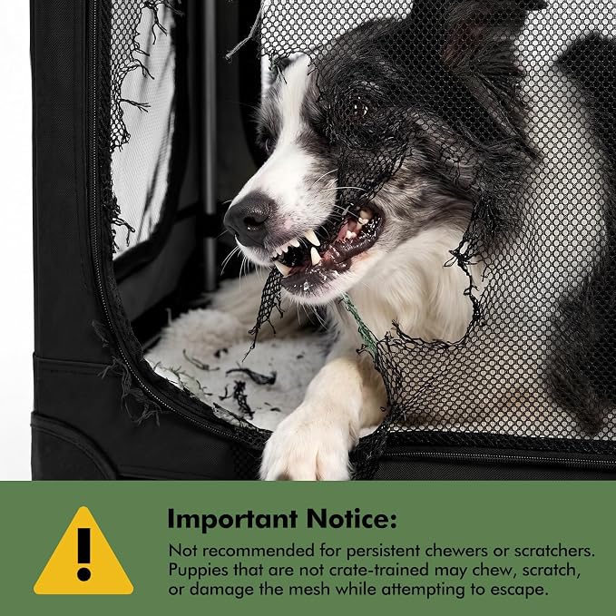 Veraste 30" Soft Collapsible Travel Dog Crate for Medium Dogs,Black | 4-Door Foldable Travel Crate,breathable mesh, foldable with storage bag - Image 3