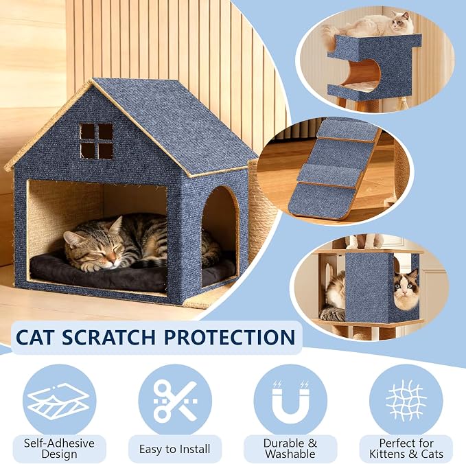 Scratch Pad for Cats 78.7x15.8 Inch Self-Adhesive Trimmable Anti Scratch Cat Pad – Furniture Protector for Couch Sofa Wall Door(Dark Gray) - Image 7