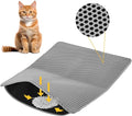 Cat Litter Mat 24 x 18 Inch, Double-Layer Honeycomb Litter Trapping Mat with Waterproof Leatherette Bottom, Urine-Resistant, Non-Slip, Easy to Clean, Gray by Y-jiayol