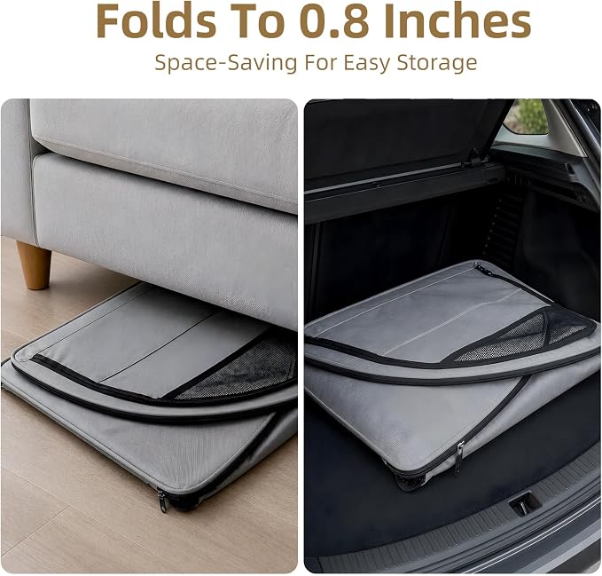 Dog Car Seat for Small Medium Dogs & Cats, Soft-Sided, Gray | Collapsible Pet Travel Carrier, Breathable Mesh, Car Kennel Secured with Seatbelt, Washable Pad, Enclosed Backseat Dog Crate - Image 7