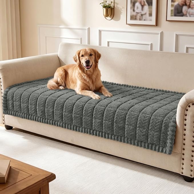 Smiry Couch Cover for Dogs, Non Slip Fuzzy Pet Sofa Covers Washable | Sofa Slipcovers for 3 Cushion Couch, Soft Thick Furniture Protector for Cats Dogs, Against Fur, Dirt, Scratch (35.4"x95") by Smiry