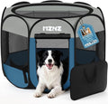 Dog Cat Small Animal Puppy Playpen Crate, Large, Grey Blue | Portable Pop Up Pet Cage Enclosure Tent Kennel Indoor Outdoor with Carrying Case, No Assembly, Camping Use by MZNZ