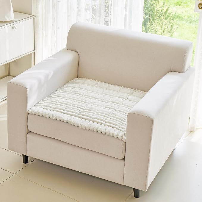 MYSKY HOME Chair Covers, Non-Slip Couch Cover, Cream, 27.6" x 27.6" | Recliner Chair Covers, Soft & Thick Chair Arm Covers Protectors, for Living Room, Pet Friendly, Couch Cushion Covers - Image 8