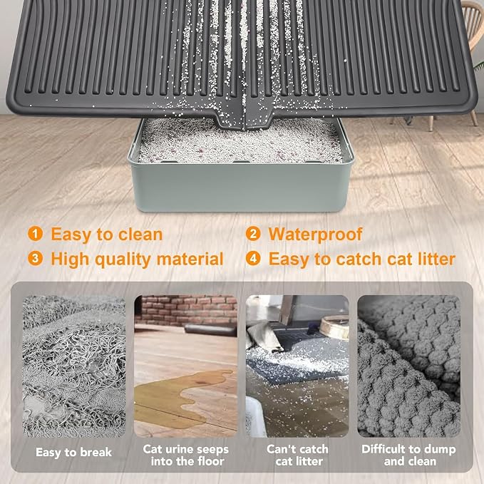 UPSKY Large Cat Litter Mat 31" x 24 Waterproof and Washable, Soft on Paws | Litter Catcher Pad, Cat Litter Trapping Mat, Scatter Control, Fits Most Litter Boxes, Use for Dogs & Cats, Black - Image 3