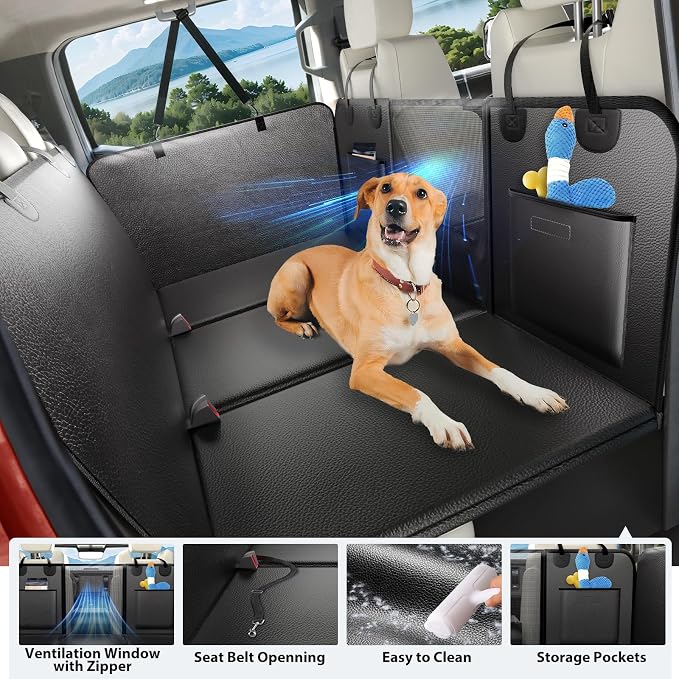 Dog Truck Seat Cover Back Seat, Hard Bottom, PU Leather, XL | Anti Scratch Pet Travel Hammock for F150, RAM1500, Sierra, Tundra, Silverado, Waterproof, Easy Clean, Non-Slip, Holds 420lbs - Image 8