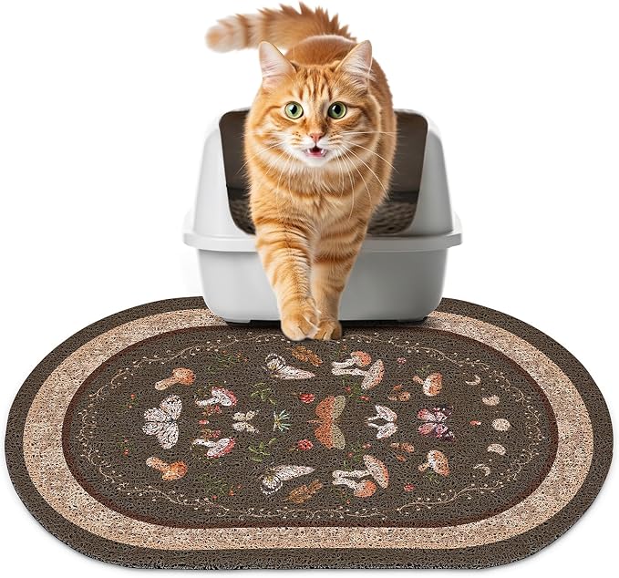 Bienbee Cat Litter Mat, 24" x 15" Dense Trapping Mesh for Litter Boxes | Litter Box Mat with PVC Mesh, Waterproof &Urineproof, Non-Slip Grip, Soft On Kitty Paws and Easy to Clean to Protect Floor by Bienbee