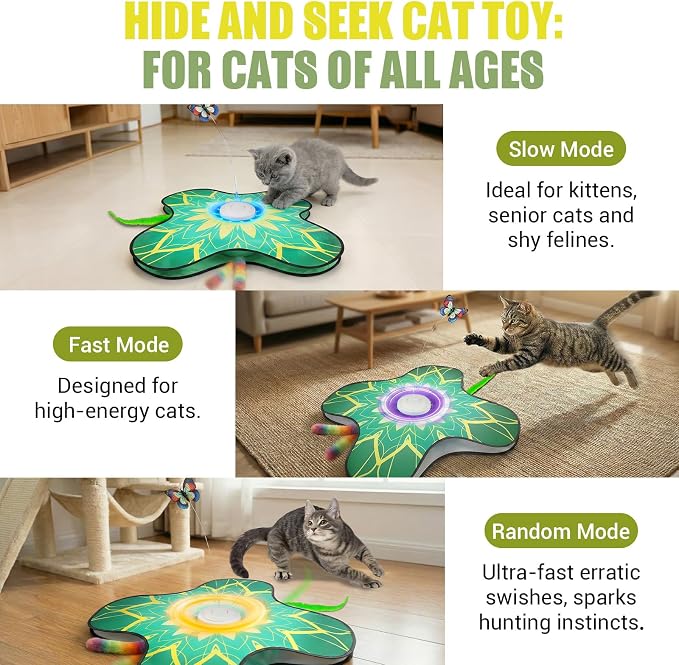 Interactive Cat Toys For Indoor Cats, Rechargeable Touch Automatic Cat Toy | Dual Wands Design, Sound On/Off Control, Non-Slip Suction Cups, Electronic Hide And Seek For Bored Kittens & Adult Cats - Image 3