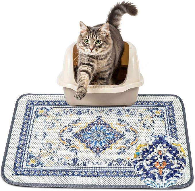 Unicorn Catcher 24"x15" Cat Litter Mat Machine Washable Litter Trapping Pad | Kitty Paw Friendly Padding With Breathable 3D Air Mesh Technology And A Non-Slip Base To Keep Home Floors Debris-Free by UnicornCatcher