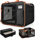 Pidipiti 20x14x14 Expandable car Travel Carrier, with Portable Litter Box | for 1 medium cat,large pet cage or kennel for long road trip,leakproof,with zipper lock,many pockets,good Visibility by pidipiti